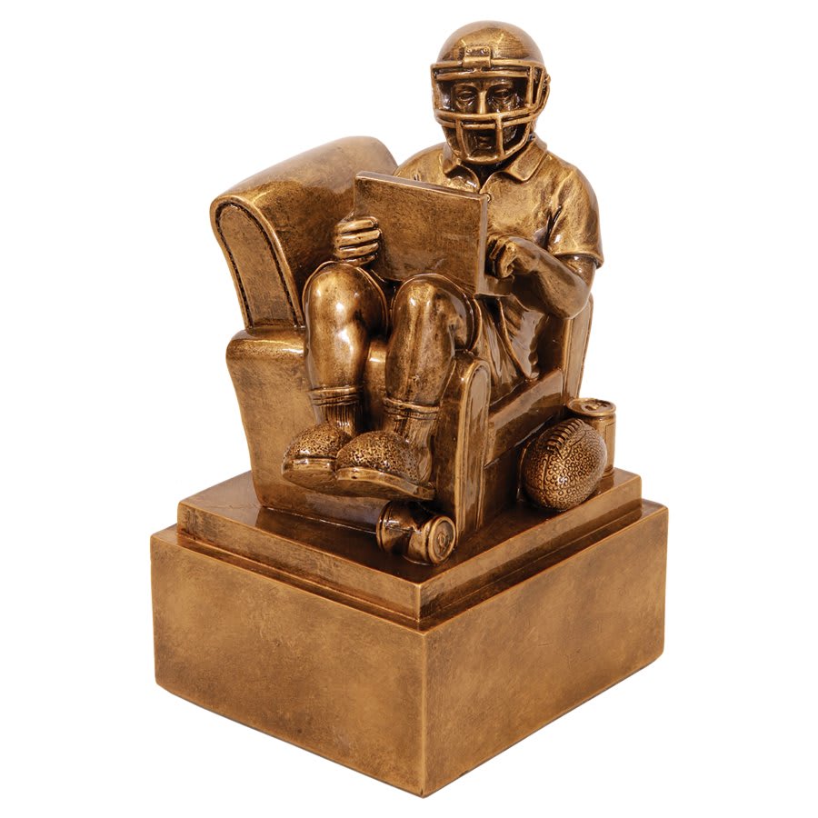 Gold Fantasy Football Man in Chair Resin